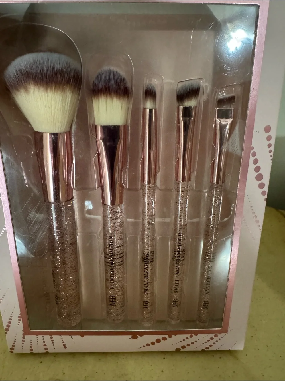 MB Must.Have Beauty 5pc Crystal Glitter Makeup Brush Set - Pink Silver